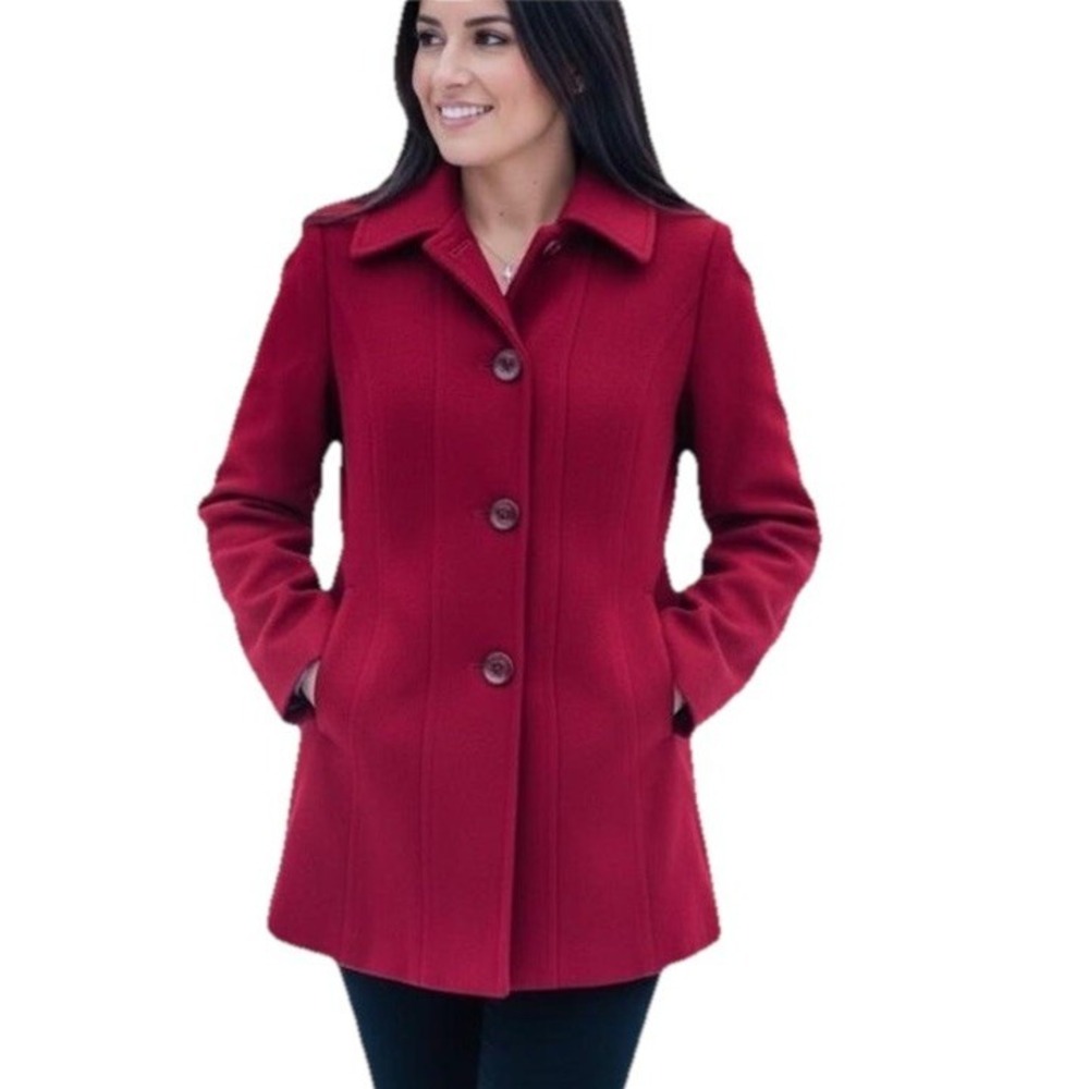 Tower by London Fog Women's Jacket Wool Blend‎ Single Breast 4 Bottoms Lining M